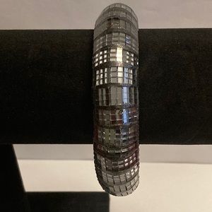 Black and Mirrored Black Bangle Bracelet